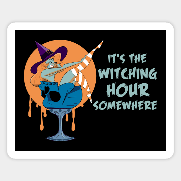It's The Witching Hour Somewhere (Green) Sticker by HeroInstitute